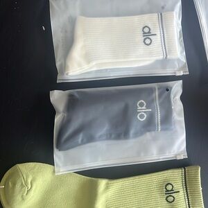 ALO Yoga Ribbed Socks - White, Black, and Light Green